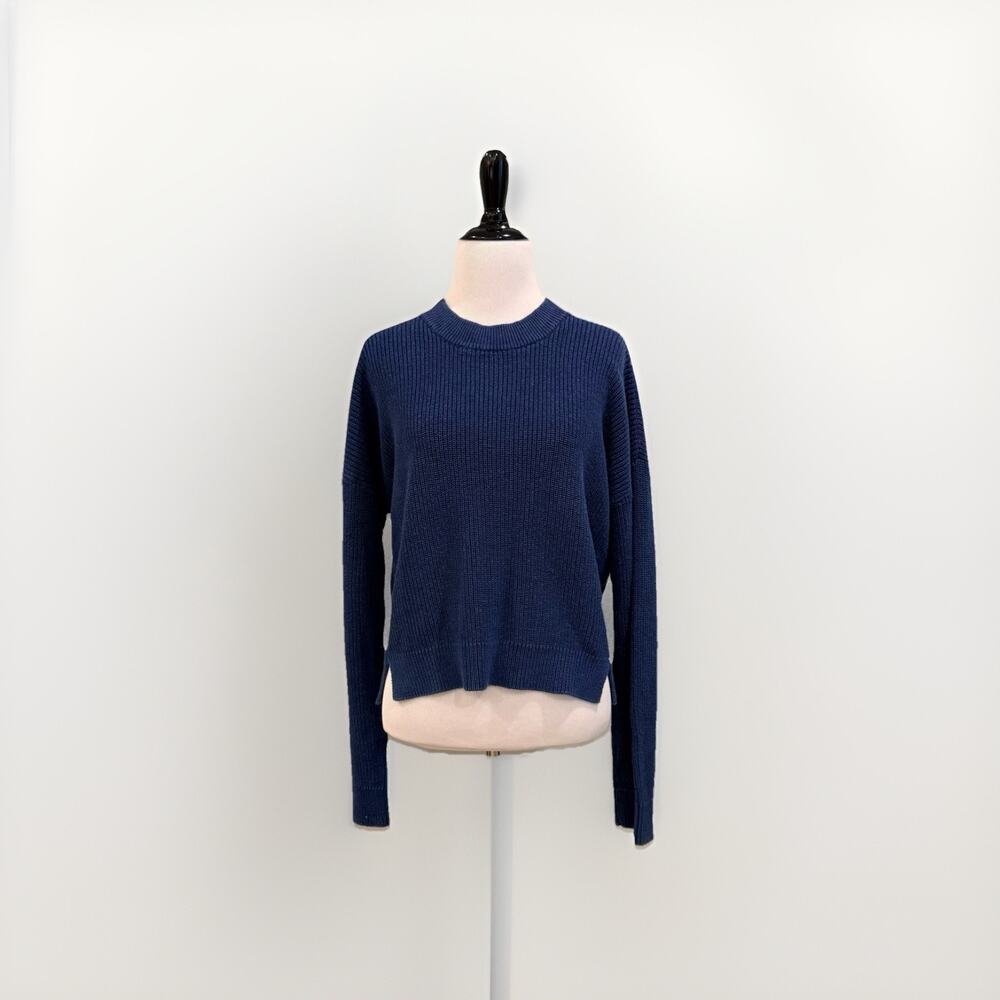 Outerknown Sweater Women’s Size Large Organic Pima Cotton Linen Fisherman Blue